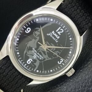 Vintage 1982 Gandhi HMT Manual Wound Mens Silver Watch W/Nato Strap